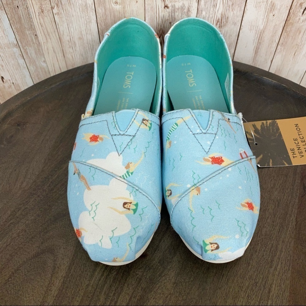 TOMS Classic Alpargata Blue Glow Swimmers Slip On Shoe Size 7.5 Women - Picture 4 of 13